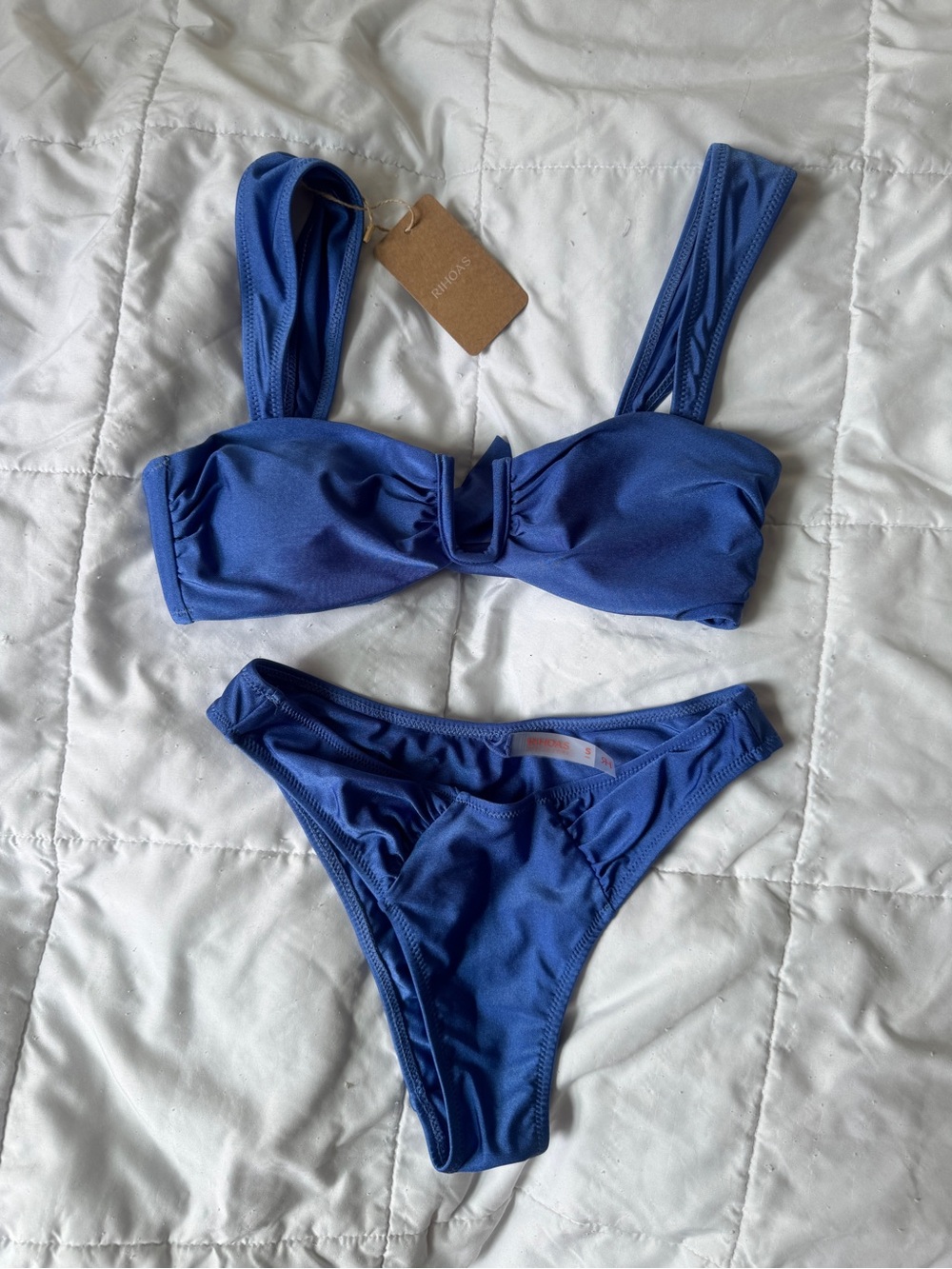 RIHOAS Royal Blue Bandeau Bikini with Wide Straps